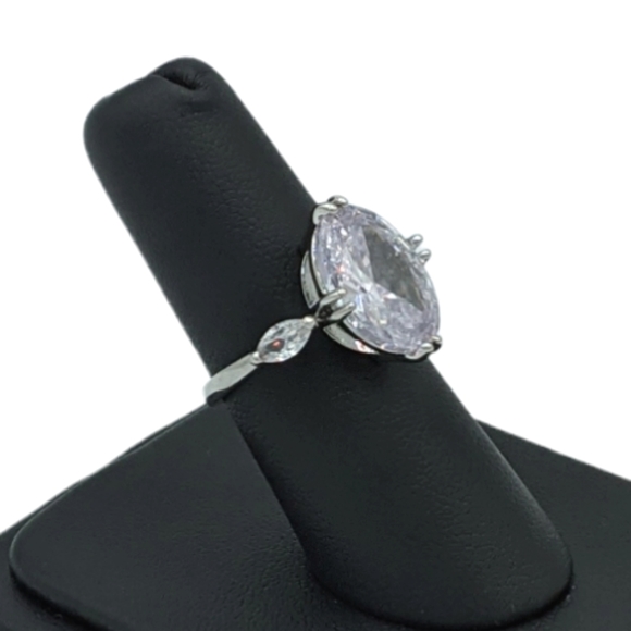 Large Oval Cut Diamond Alternative Solitaire - Picture 4 of 9